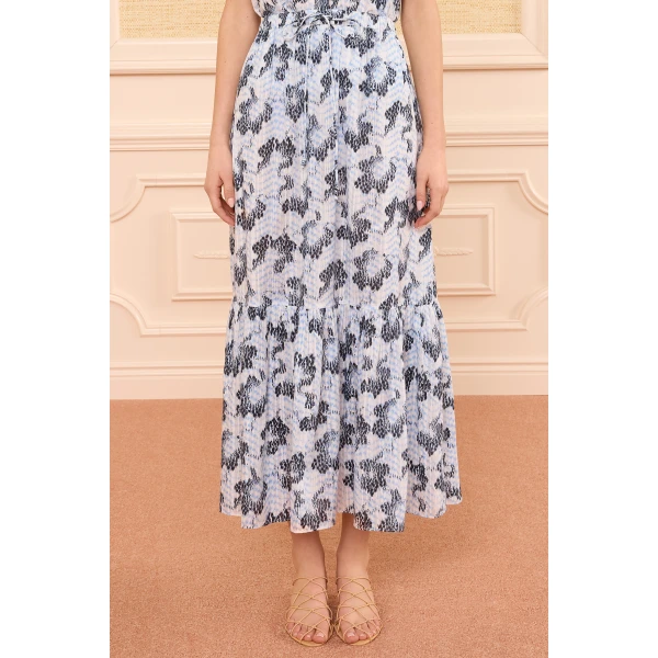 olina cotton midi skirt ciel