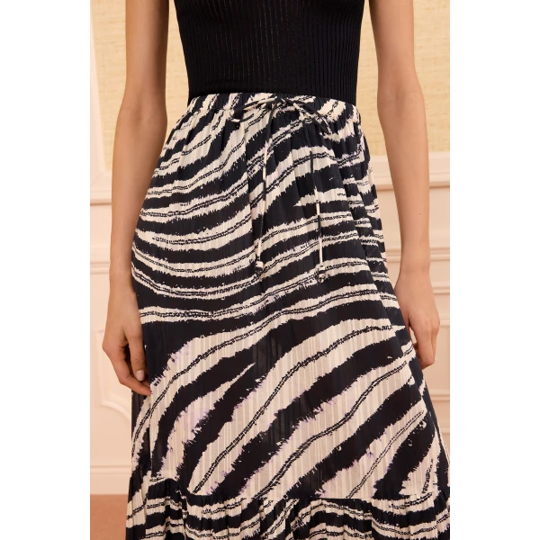 olina cotton midi skirt shibori wave