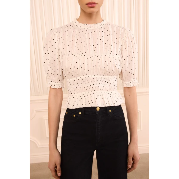 rae short sleeve cotton top blanc