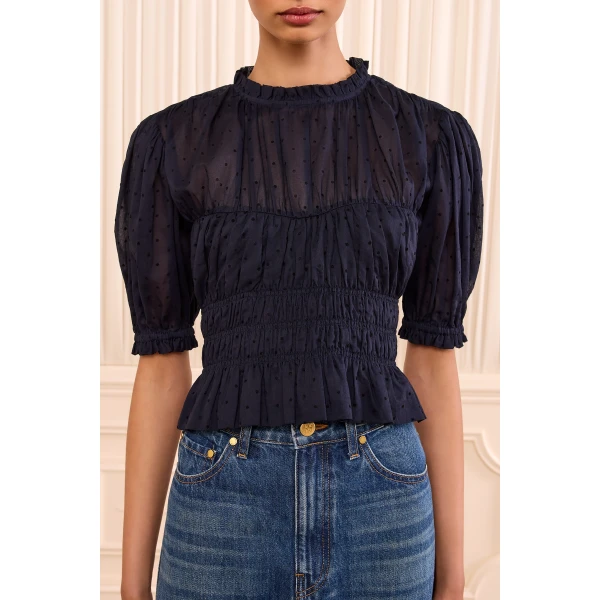 rae short sleeve cotton top nightfall