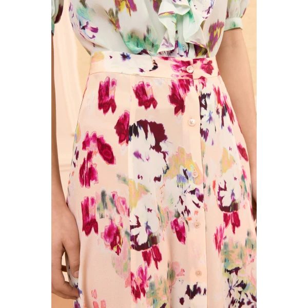 rowan silk midi skirt summer garden