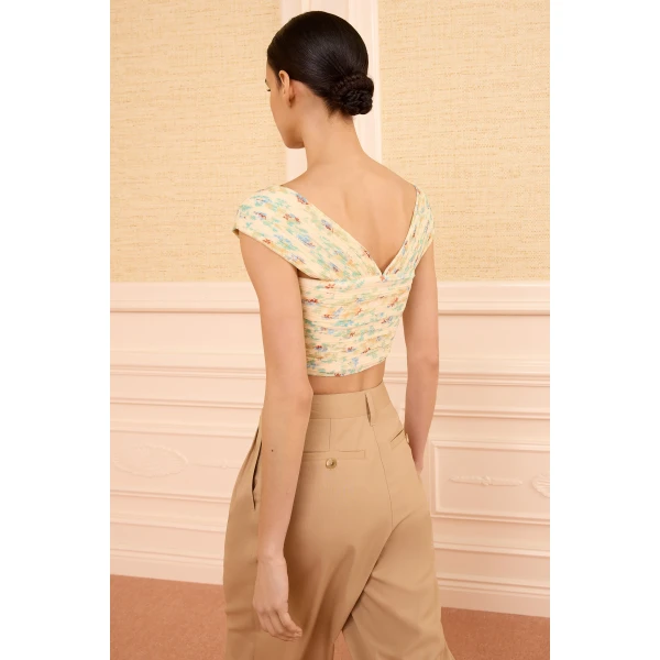 ulla johnson sylvie off the shoulder crop top
