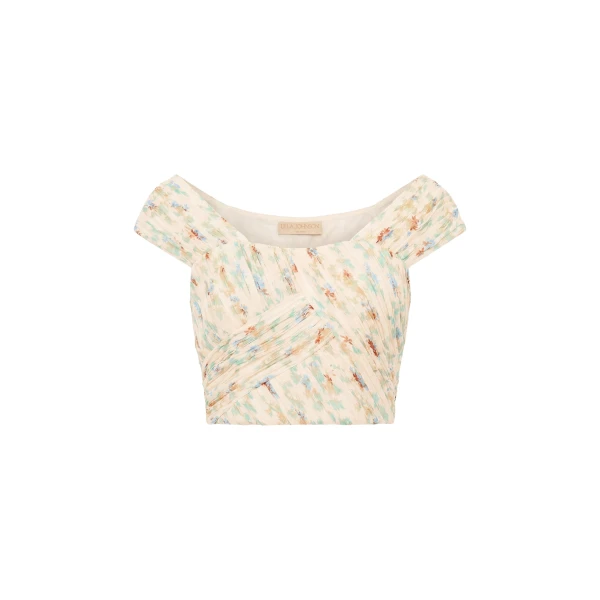 ulla johnson sylvie off the shoulder crop top