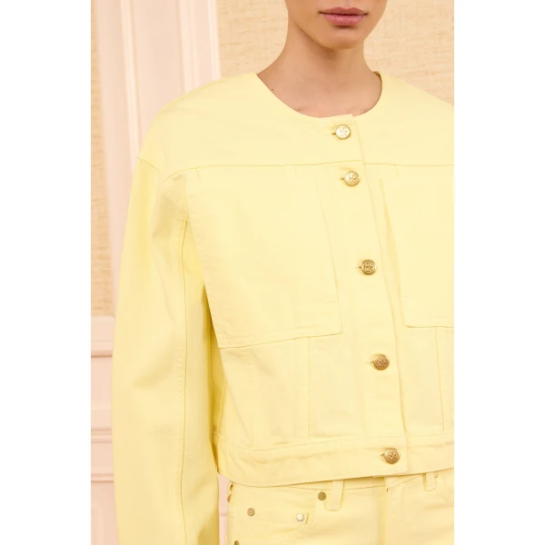 the briar collarless denim jacket chantilly