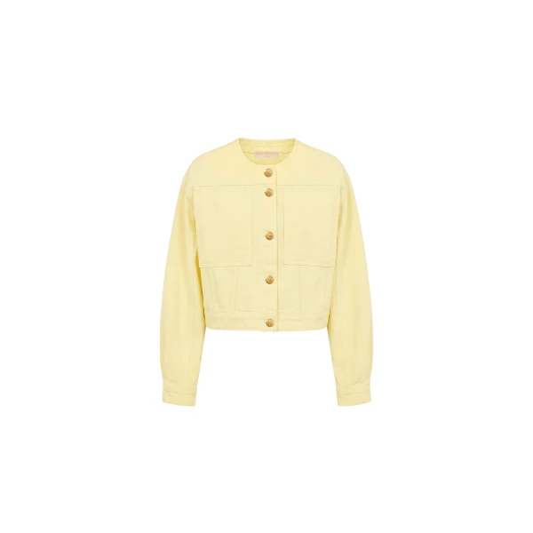 ulla johnson the briar collarless denim jacket