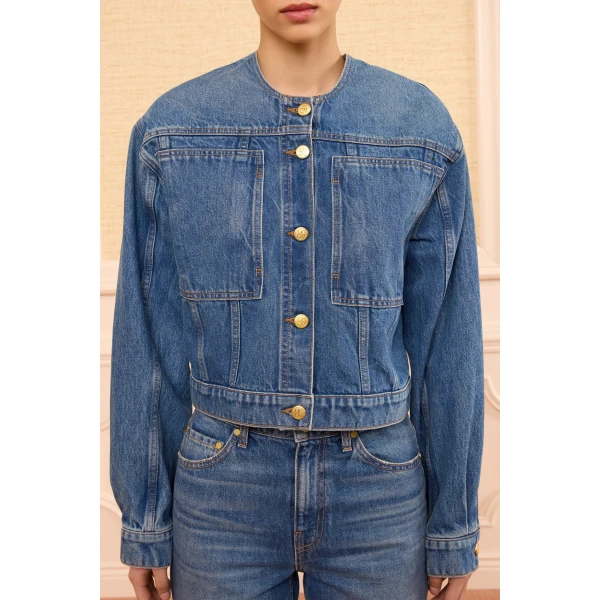 the briar collarless denim jacket danube