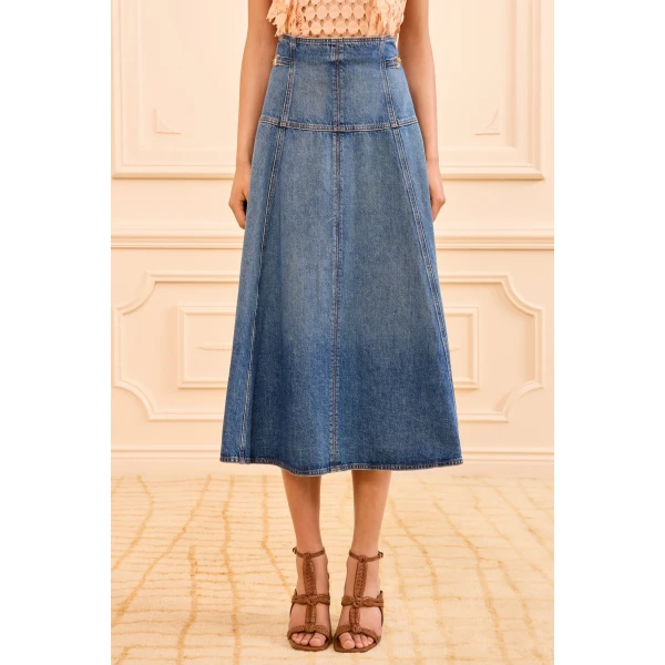 the brigette denim midi skirt danube
