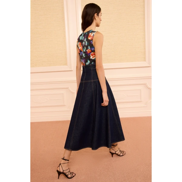 ulla johnson the brigette denim midi skirt