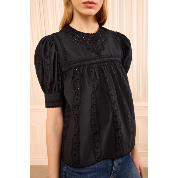 una short sleeve cotton top noir