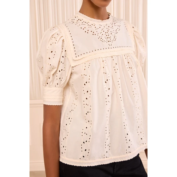 una short sleeve cotton top pearled ivory