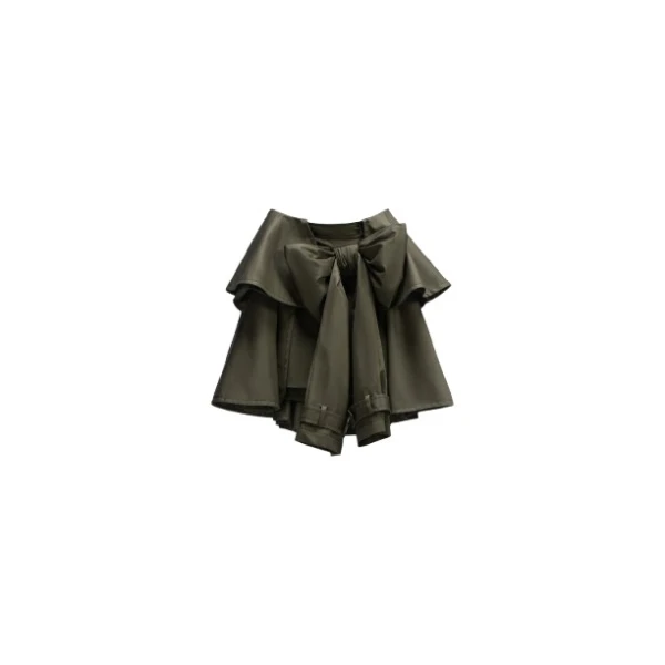 Bow Drape Gabardine Mini Skirt in Green