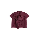 Viktor & Rolf Bow Volant Organza Top in Burgundy