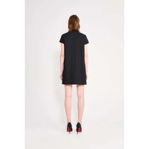 Viktor & Rolf Bow Volant Wool Dress in Black, view 3