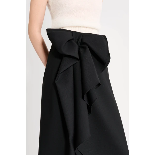 Viktor & Rolf Bow Volant Wool Pencil Skirt in Black, view 5