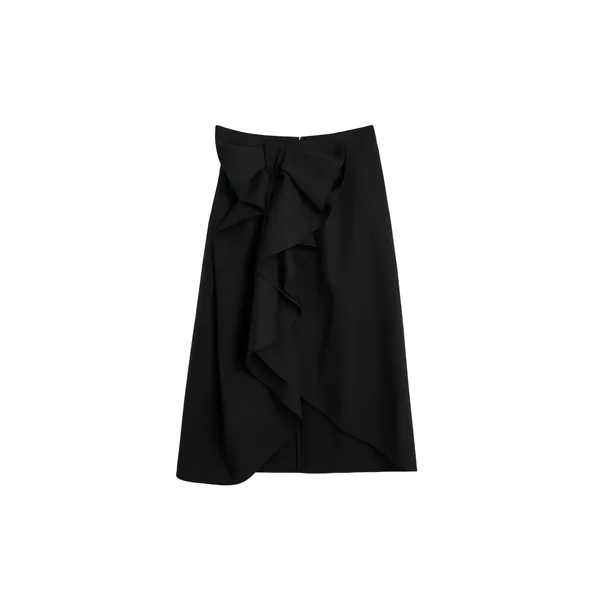 Viktor & Rolf Bow Volant Wool Pencil Skirt