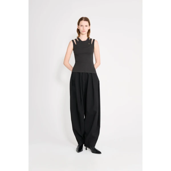 Viktor & Rolf Cotton Multi-Layered Tank Top in Black, view 2