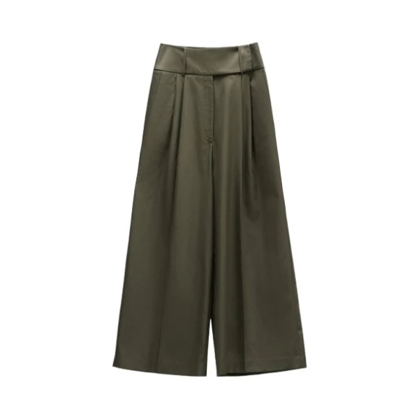 Dragged Gabardine Trousers in Green
