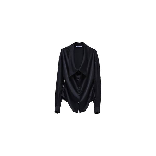 Viktor & Rolf Dragged Neck Satin Shirt in Black