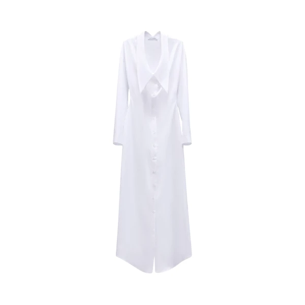Viktor & Rolf Dragged Neckline Poplin Shirt Dress