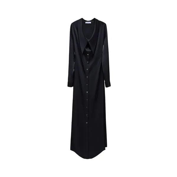 Viktor & Rolf Dragged Neckline Satin Shirt Dress