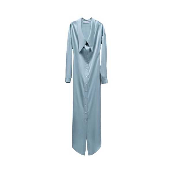Viktor & Rolf Dragged Neckline Satin Shirt Dress