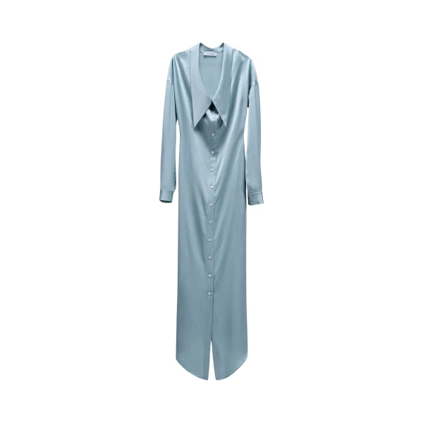 Viktor & Rolf Dragged Neckline Satin Shirt Dress