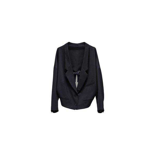 Viktor & Rolf Dragged Wool-Blend Blazer in Black