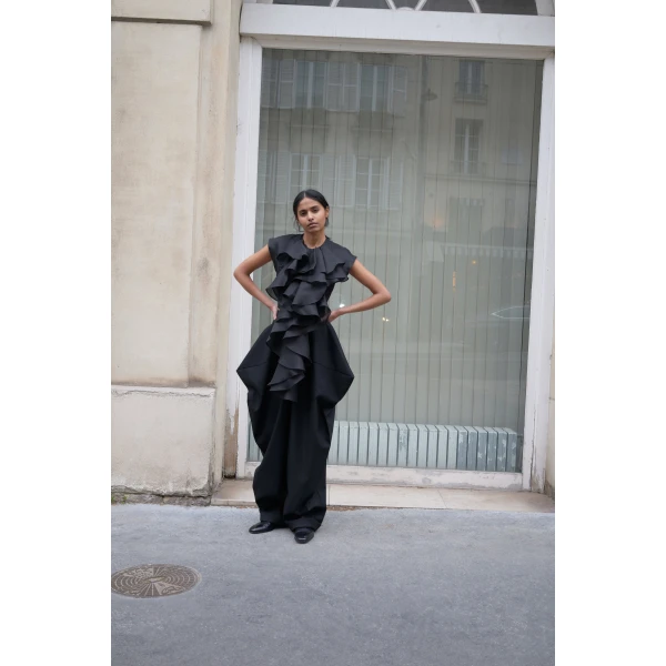 Viktor & Rolf Jabot Organza Top in Black, view 5