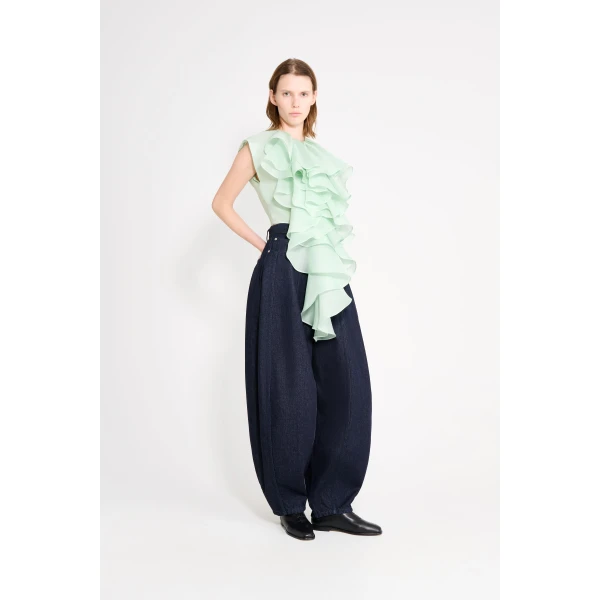 Viktor & Rolf Jabot Organza Top in Light Green, view 4
