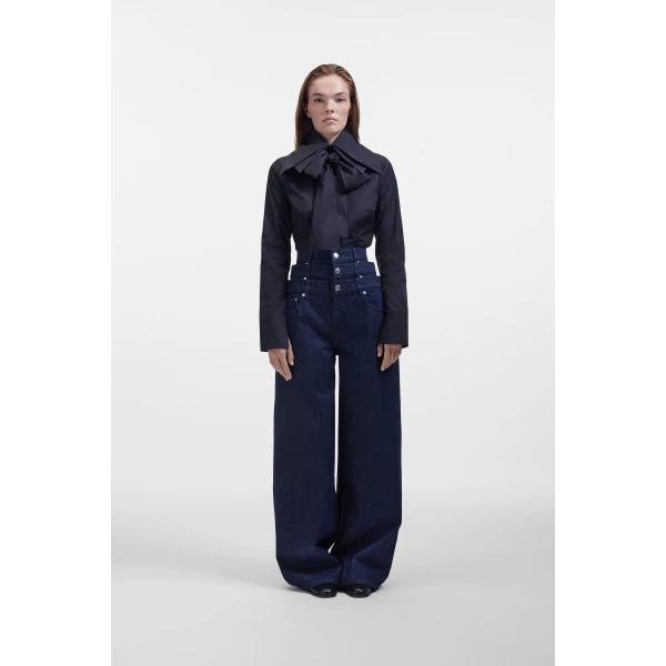 Viktor & Rolf Multi-Layered Collar Shirt in Black, view 2