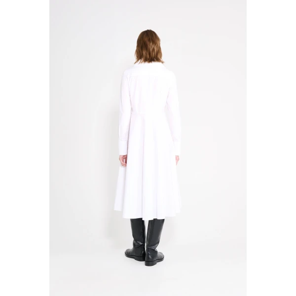 Viktor & Rolf Multi-Layered Long Sleeve Poplin Shirt Dress in White, view 3