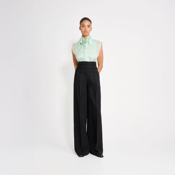 Viktor & Rolf Multi-Layered Wool Trousers in Black, view 6
