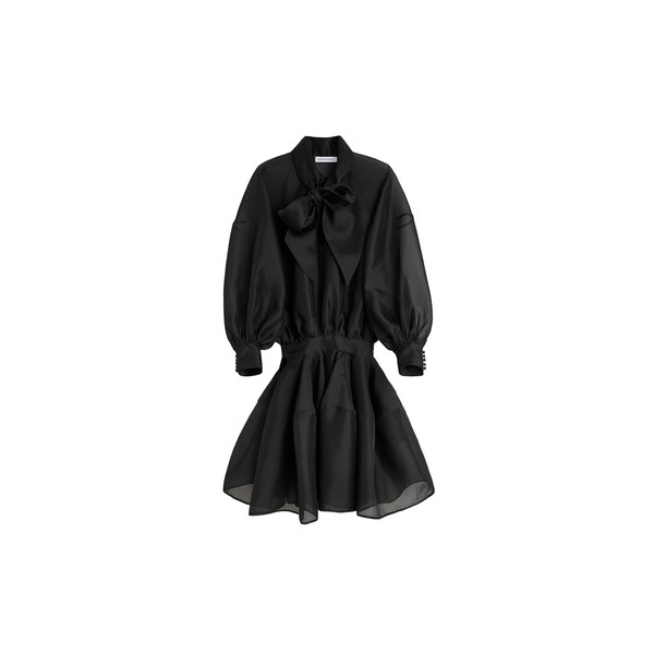 Viktor & Rolf Pussy Bow Circle Organza Mini Dress in Black