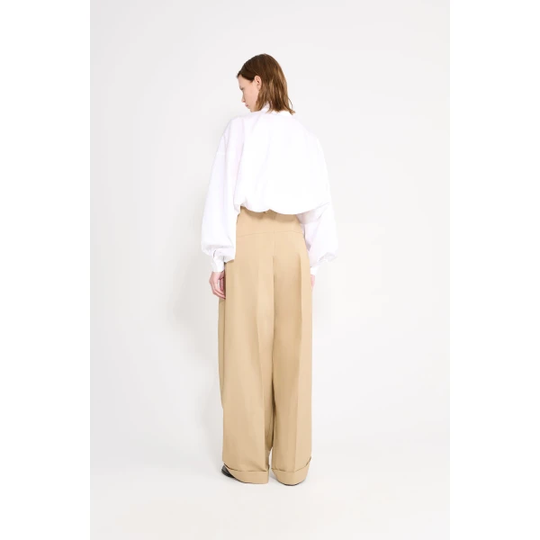 Viktor & Rolf Pussy Bow Poplin Circle Blouse in White, view 3