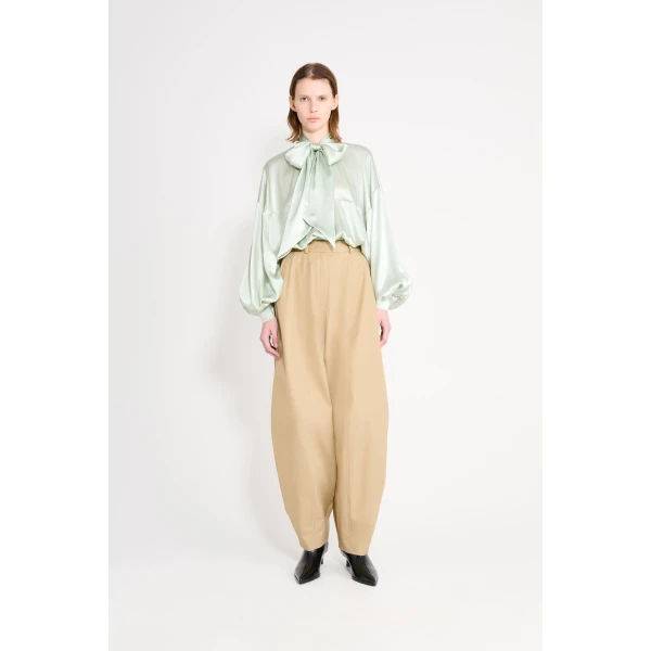 Viktor & Rolf Pussy Bow Silk Circle Blouse in Light Green, view 2