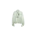 Viktor & Rolf Pussy Bow Silk Circle Blouse in Light Green