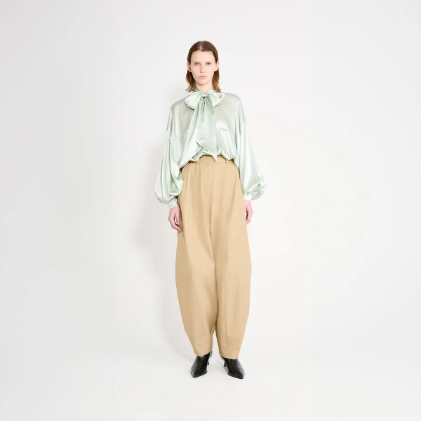 Viktor & Rolf Pussy Bow Silk Circle Blouse in Light Green, view 4
