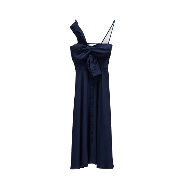 Viktor & Rolf Sleeve Tie Linen-Silk Blend Dress
