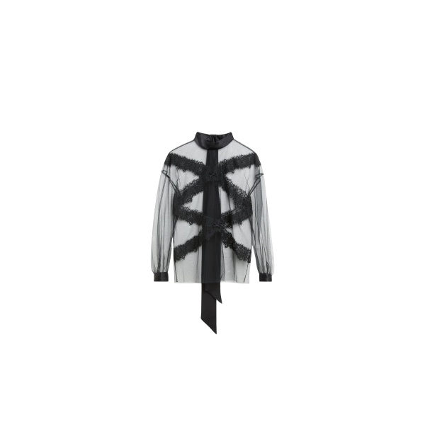 Viktor & Rolf Tulle & Lace Long Sleeve Blouse