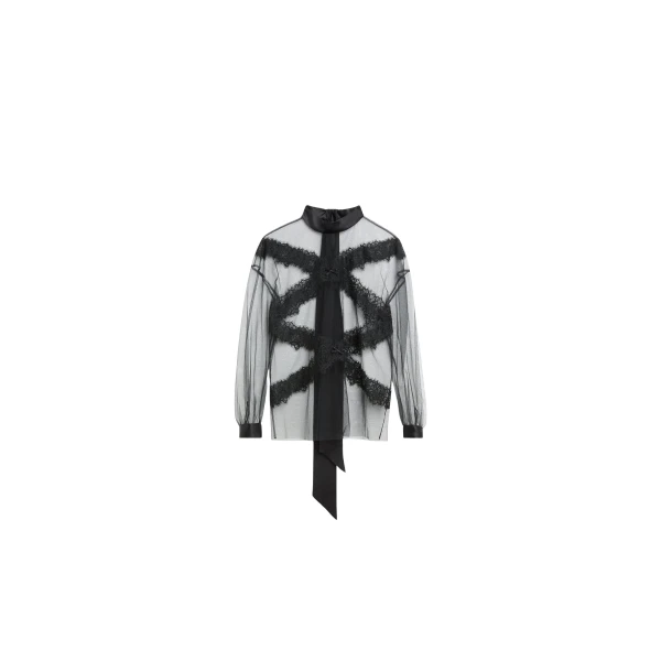 Viktor & Rolf Tulle & Lace Long Sleeve Blouse