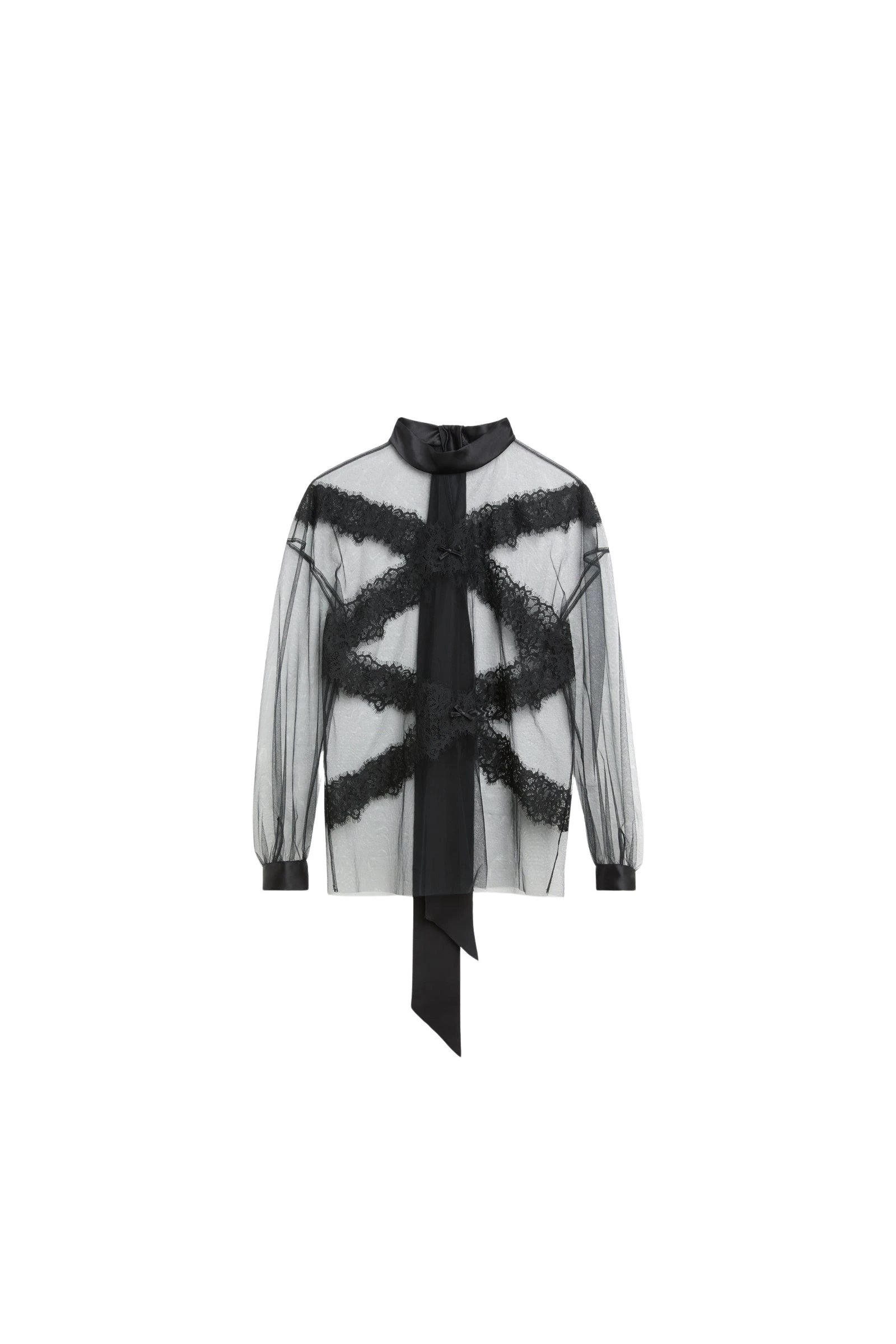 Viktor-Rolf-Tulle-Lace-Long-Sleeve-Blouse-in-Black20929_nobg Viktor & Rolf Tulle & Lace Long Sleeve Blouse