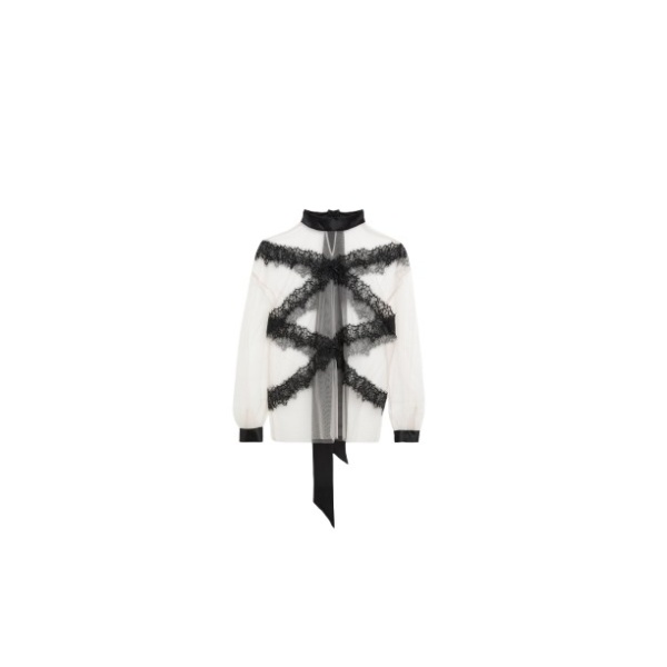 Viktor & Rolf Tulle & Lace Long Sleeve Blouse
