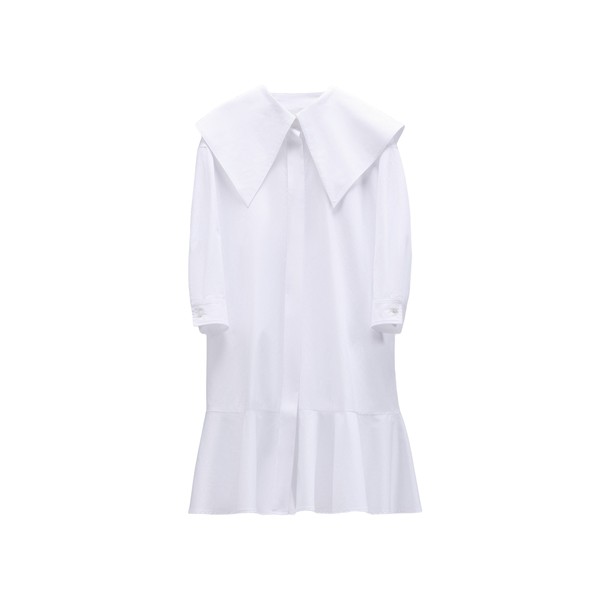 Viktor & Rolf Volant Detail Poplin Shirt Dress in White
