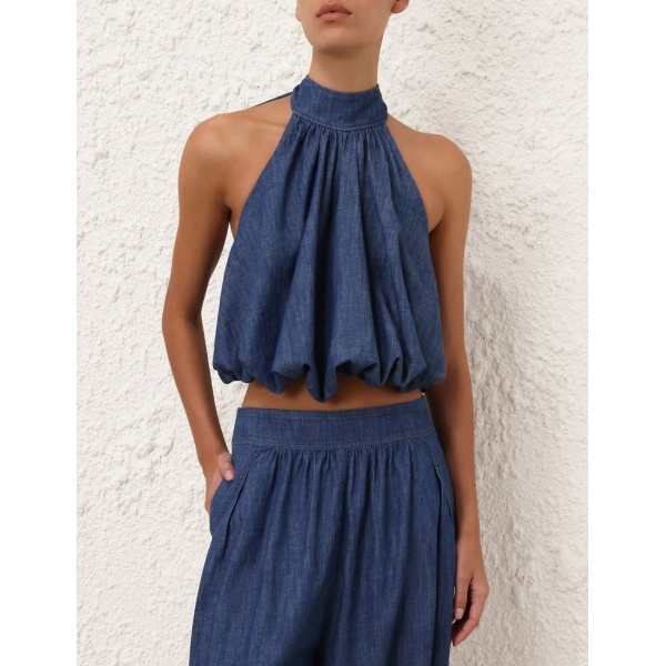 Zimmermann Sundance Denim Halter Top