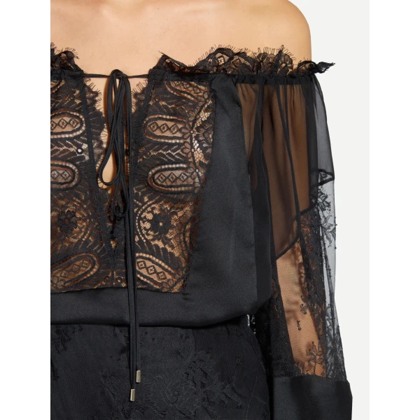 Zuhair Murad Chiffon Lace Blouse - Tops - Lebanese Haute Couture and Evening Gowns at Coveti