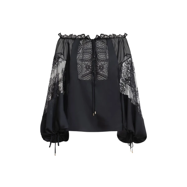 Zuhair Murad Chiffon Lace Blouse - Tops - Lebanese Haute Couture and Evening Gowns at Coveti