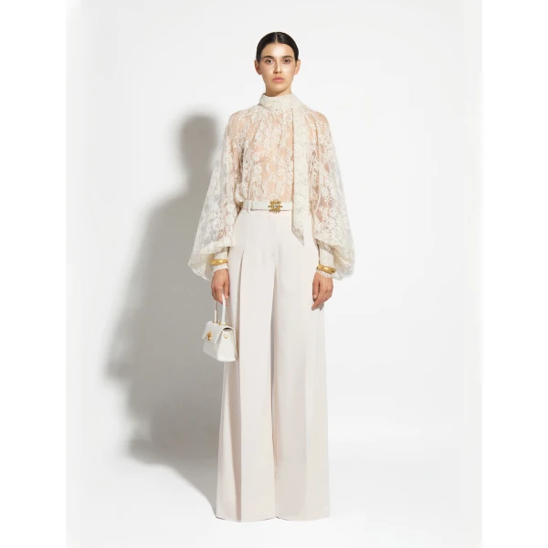 Zuhair Murad Georgette & Lace Blouse - Tops - Lebanese Haute Couture and Evening Gowns at Coveti