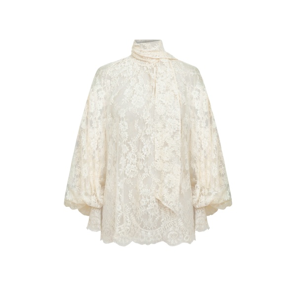Zuhair Murad Georgette & Lace Blouse - Tops - Lebanese Haute Couture and Evening Gowns at Coveti