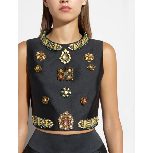 Zuhair Murad Mikado Cropped Top - Tops - Lebanese Haute Couture and Evening Gowns at Coveti