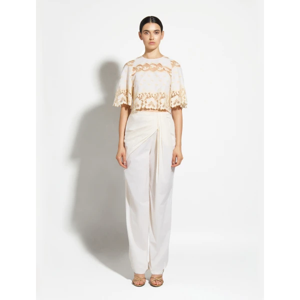 Zuhair Murad Popeline Draped Trousers - Pants - Lebanese Haute Couture and Evening Gowns at Coveti